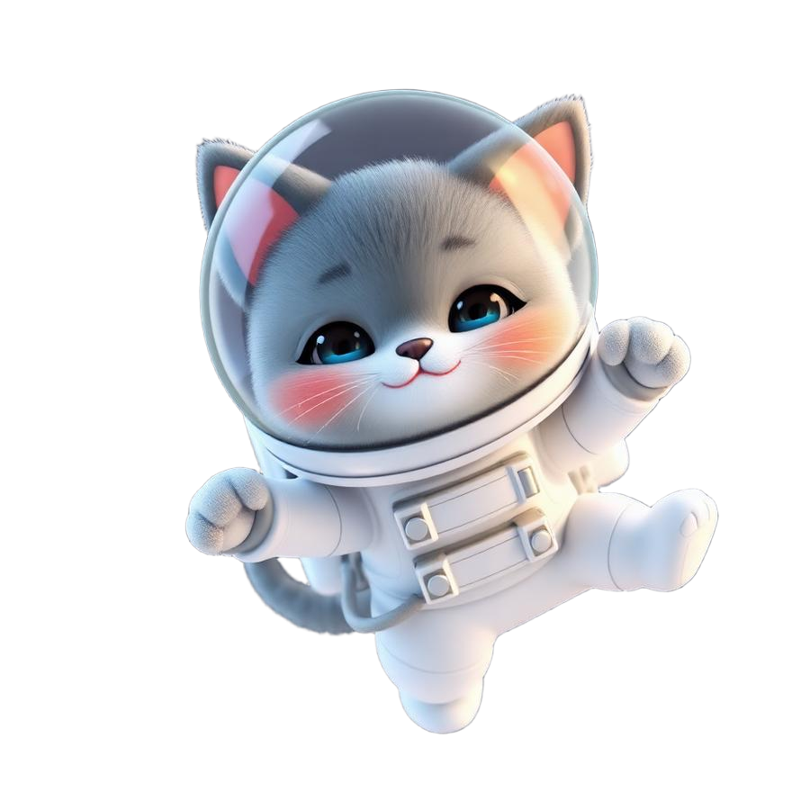 Cat astronaut floating in space